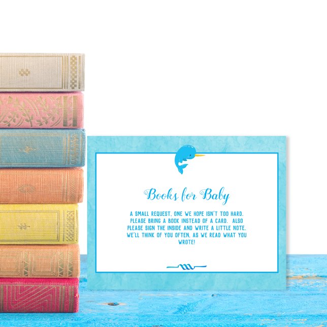 Invitación Libros Azules De Narwhal Para Baby Shower (Subido por el creador)