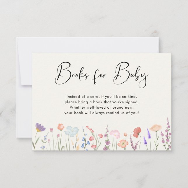 Invitación Libros Baby Shower De Flores Silvestres Para El Ga (Anverso)