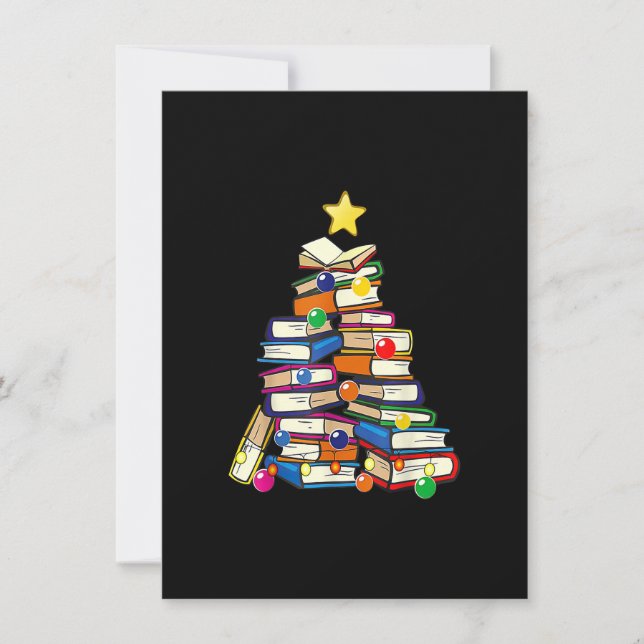 Invitación Libros bibliotecarios Lover Libros Árbol de Navida (Anverso)