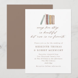 Invitación Libros de acuarela Todo Boda de historias de amor 