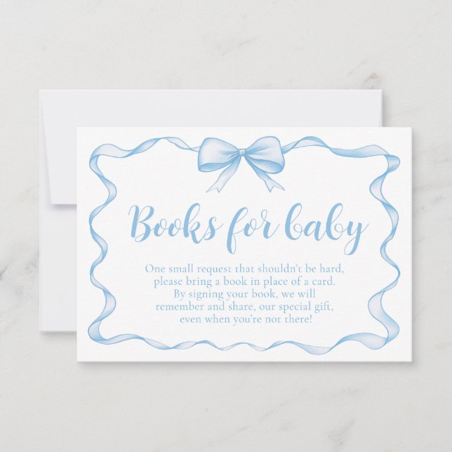 Invitación Libros de Baby Shower de Blue Bow Boy Ribbon para  (Anverso)