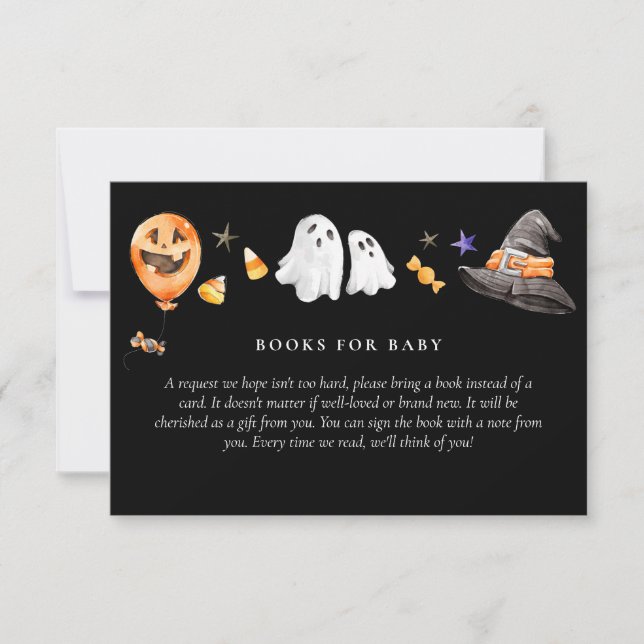 Invitación Libros de Baby Shower para Baby Halloween Black (Anverso)