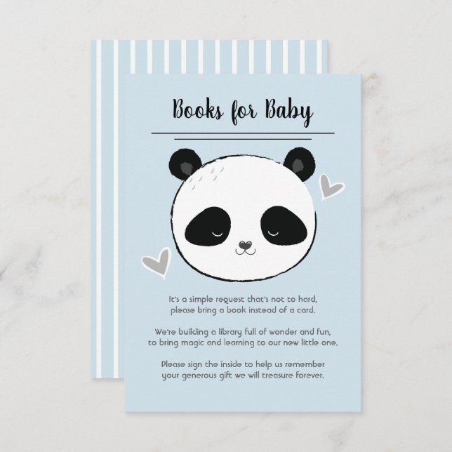 Invitación Libros de cara de panda linda para solicitud de be (Anverso / Reverso)
