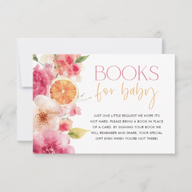 Invitación Libros de Citrus Baby Shower para floral brillante (Anverso)