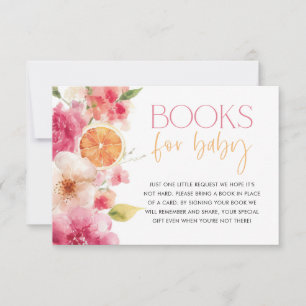 Invitación Libros de Citrus Baby Shower para floral brillante