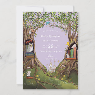 Invitación Libros de fantasía para Baby Shower Lavender