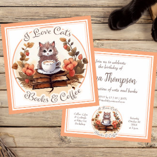 Invitación Libros de gatos y lectura del club de libros de ca