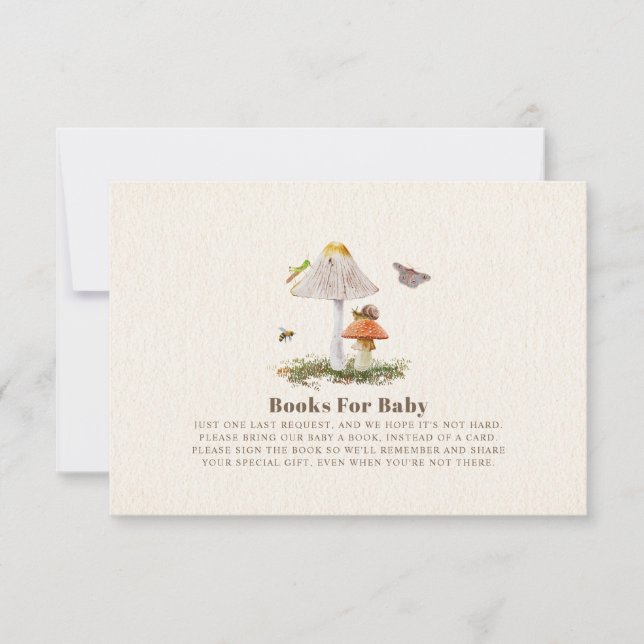 Invitación Libros De Hongos De Woodland Para Insectos De Baby (Anverso)