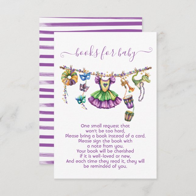 Invitación Libros de la línea de ropa del Chica Mardi Gras pa (Anverso / Reverso)