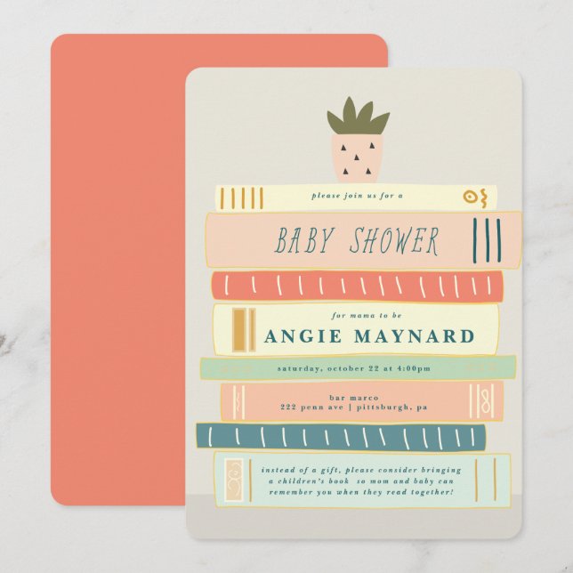 Invitación Libros de leche y rosa para bebés Baby Shower (Anverso / Reverso)