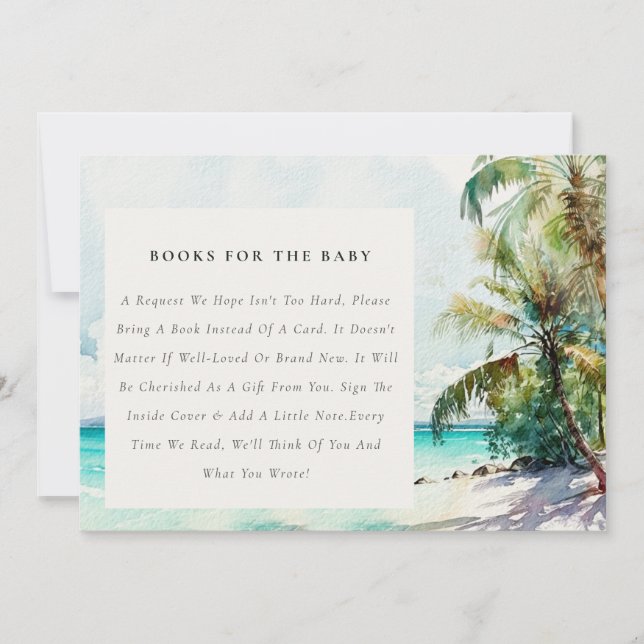 Invitación Libros De Palmeras Tropicales Para Baby Shower (Anverso)