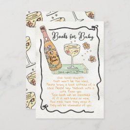 Invitación Libros de presecco y de Petals dibujados a mano pa