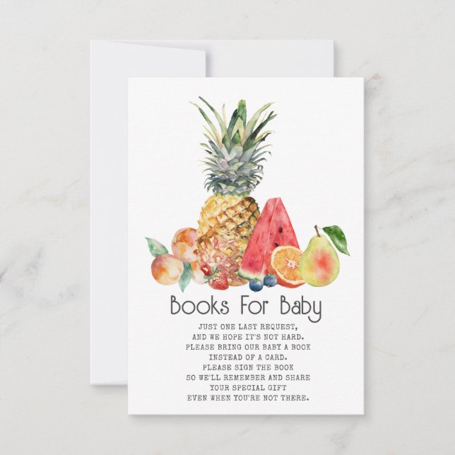 Invitación Libros De Solicitud De Libros De Frutas De Baby Sh (Anverso)