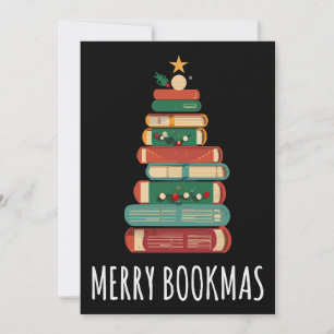 Invitación Libros del Árbol de Navidad Merry Bookmas