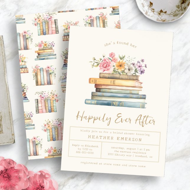 Invitación Libros Ducha de Novia Floral (Books Floral Bridal Shower Invitation
)