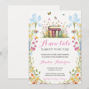 Invitación Libros Florales de Cuentos de Hadas Un Nuevo Relat