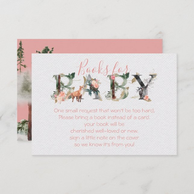 Invitación Libros forestales de Woodland para chica de Baby S (Anverso / Reverso)
