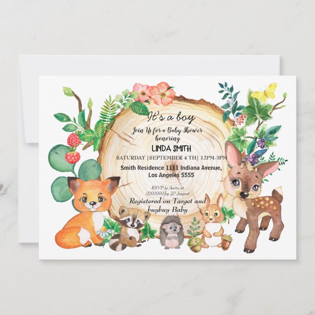 Invitación Libros infantiles sobre bosques y plantas forestal (Anverso)