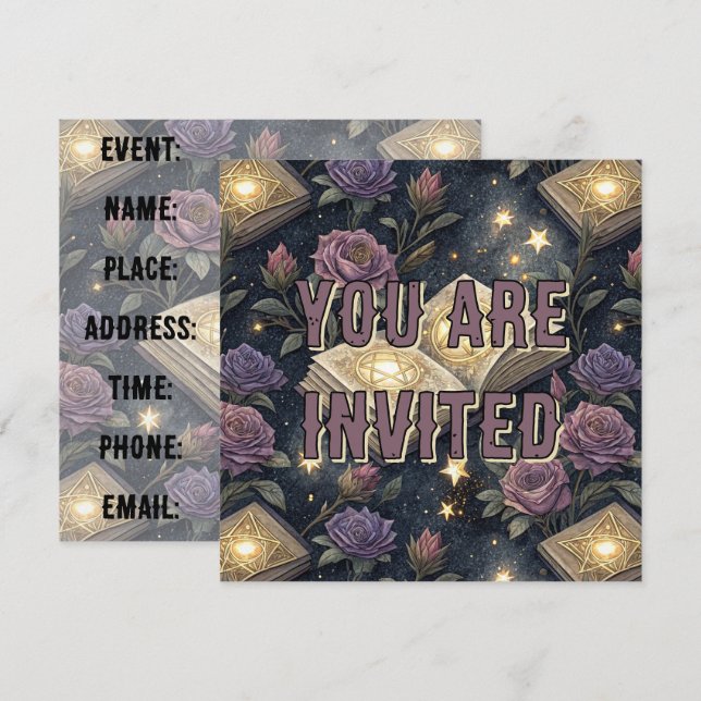 Invitación Libros Mágicos (Anverso / Reverso)