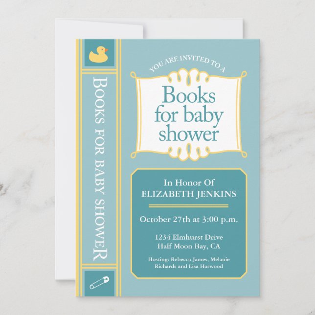 Invitación Libros para Baby Shower (Anverso)