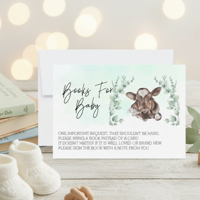 Invitación Libros para Baby Shower Cow Eucalyptus (Subido por el creador)