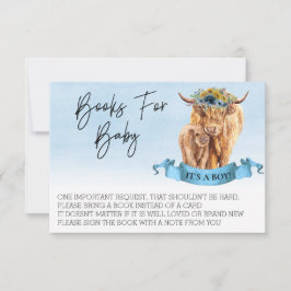 Invitación Libros para Baby Shower Highland Cow Boy Calf