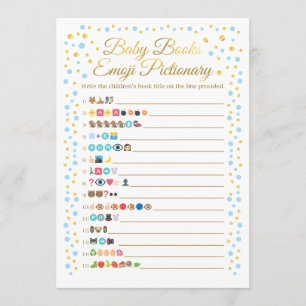 Invitación Libros para bebés Emoji Juego de imágenes Azul y O