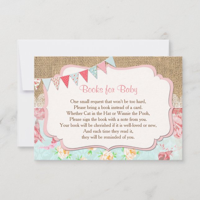 Invitación Libros para bebés, libro de bucles florales solici (Anverso)