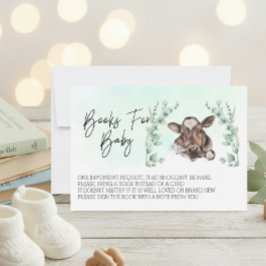 Invitación Libros para ducha de bebé vaca eucalipto
