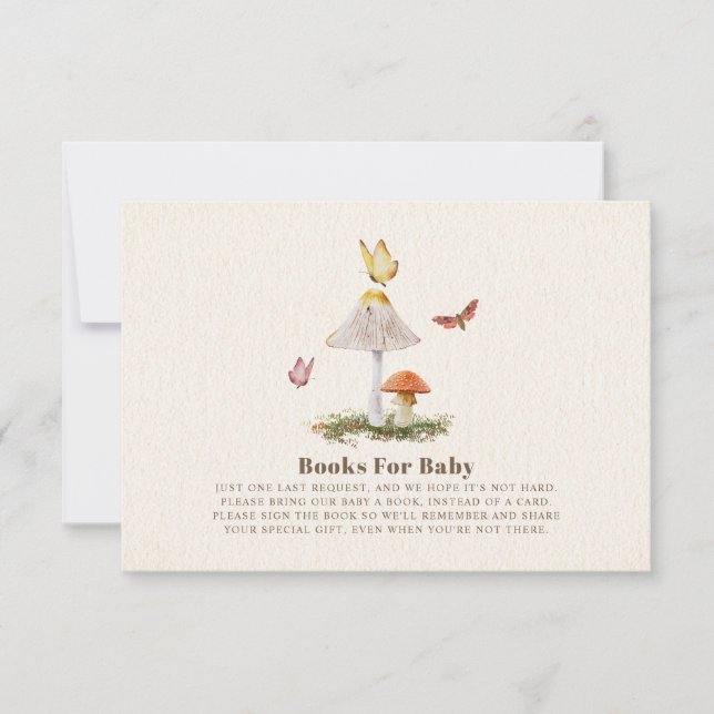 Invitación Libros Para La Mariposa Infantil Woodland Mushroom (Anverso)