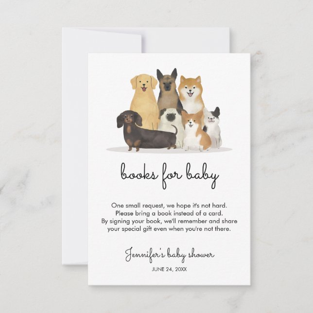 Invitación Libros para perro de regalo de bebé (Anverso)