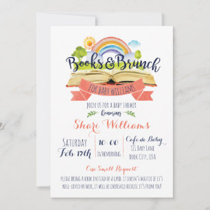 Invitación Libros personalizados y Brunch Baby Shower Invitac