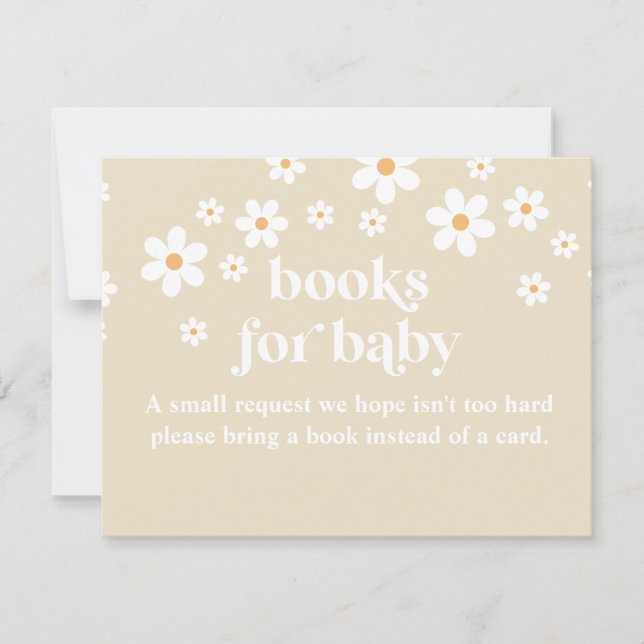 Invitación Libros Retro Daisy para bebés margaritas (Anverso)