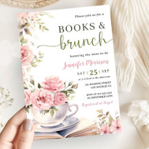 Libros y Brunch Baby Shower Niña Floral Rosa