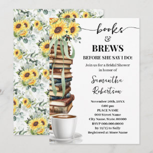 Invitación Libros y cervezas Desayuno nupcial de girasoles de