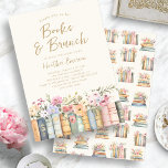 Invitación Libros y duchas de novias de Brunch<br><div class="desc">Acompáñenos a una deliciosa mañana llena de encanto literario y elegancia botánica con nuestra invitación "Libros y Brunch". Con ilustraciones acuarelas pintadas a mano de flores silvestres florecientes y libros antiguos, esta invitación está adornada con tonos suaves de rosa, azul y verde, con acentos dorados. La invitación se ha diseñado...</div>