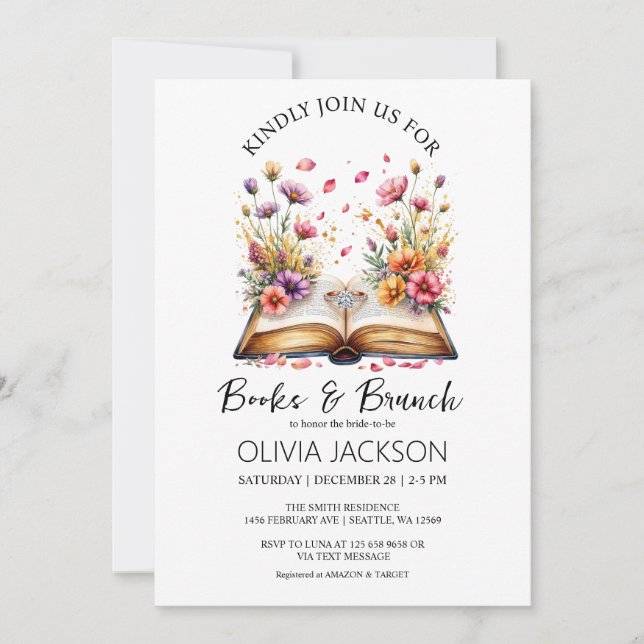 Invitación Libros y duchas de novias de Brunch (Anverso)