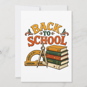 Invitación Libros y suministros vintage de vuelta al cole