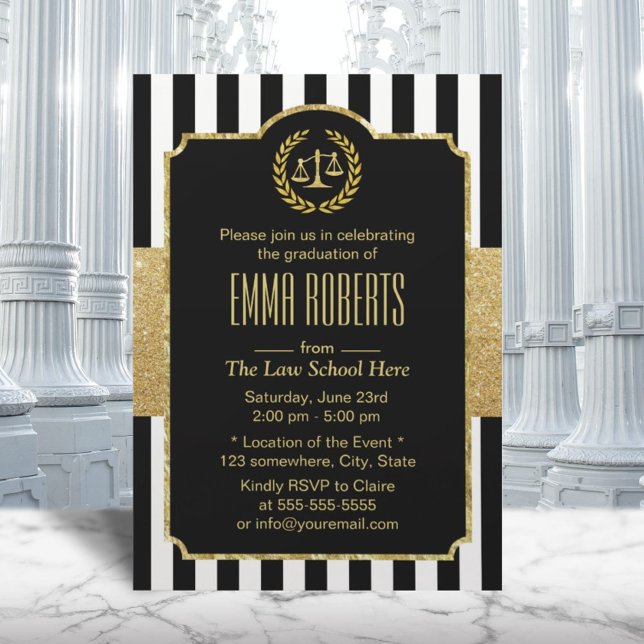 Invitación Licenciado en Derecho, abogado de oro de stripes m (Subido por el creador)