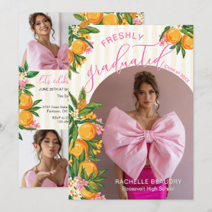 Invitación Licenciado Fresco Verano Naranja Cítrico Floral Gr