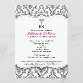 Invitación Licenciatura de enfermera rosa negro caliente RN B