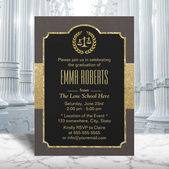 Invitación Licenciatura en Derecho Elegante abogado Brown & G (Subido por el creador)