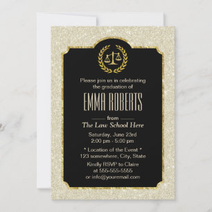 Invitación Licenciatura en Derecho Elegante Purpurina de Marf