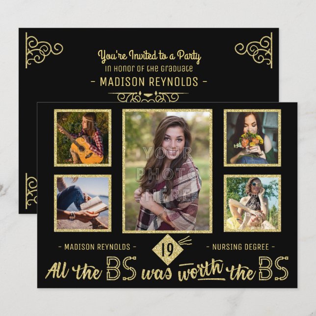 Invitación Licenciatura en fotografía universitaria Fiesta (Anverso / Reverso)