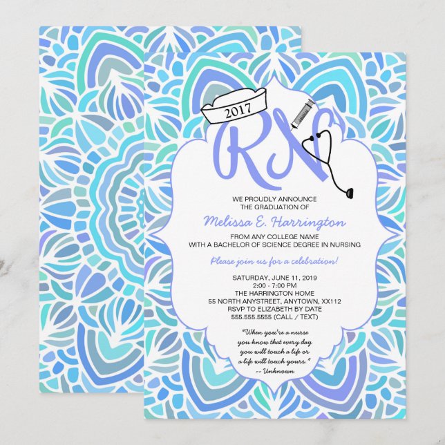 Invitación Licenciatura en Mandala fiesta de la ceremonia de  (Anverso / Reverso)
