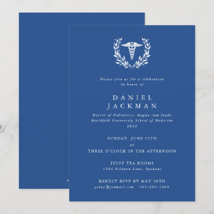 Invitación Licenciatura en Medicina Blue Caduceus+Laurel
