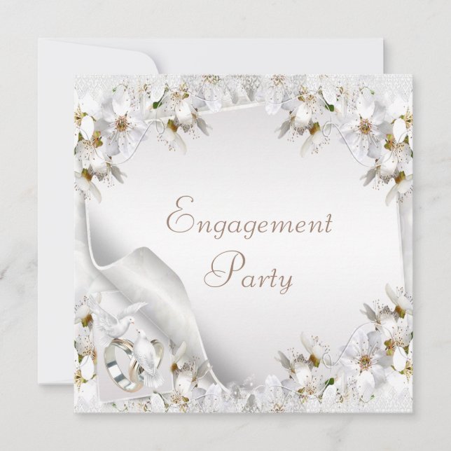 Invitación Lienzos blancos, palomas y bandas Bodas (Anverso)