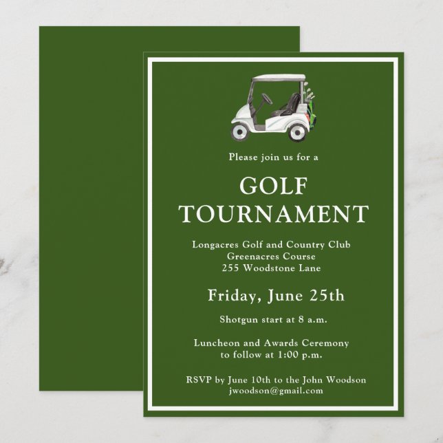 Invitación Liga de Club de Golf Torneo Corporativo (Anverso / Reverso)