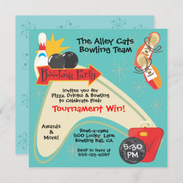Invitación Liga de Equipos de Boliche Retro Fiesta