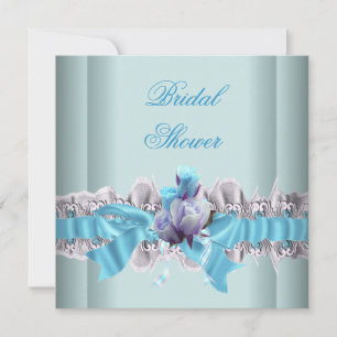 Invitación Ligar de encaje blanco para ducha de novia azul